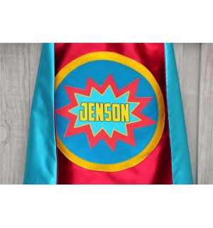 Fast Delivery - Custom POW Design Cape - Full NAME Personalized SUPERHERO Cape - Includes full name in burst design - 6 color options