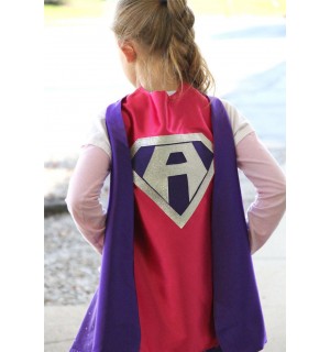 FAST delivery - Girls Sparkle Custom Shield Superhero Costume Cape - PERSONALIZED GIRL Cape - Custom Initial