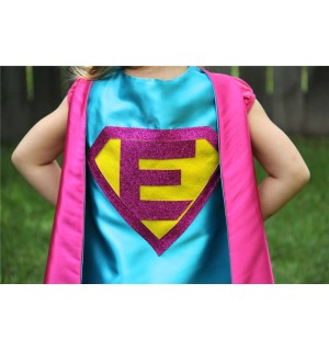 Custom Kids Costume - Customized Shield Superhero Cape with Personalized INITIAL - Girl Superhero Party - EASTER READY