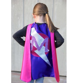 FAST SHIP GIRLS Personalized Sparkle Superhero Cape with custom initial - High quality sparkle design - girl birthday gift