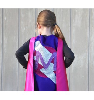 FAST SHIP GIRLS Personalized Sparkle Superhero Cape with custom initial - High quality sparkle design - girl birthday gift
