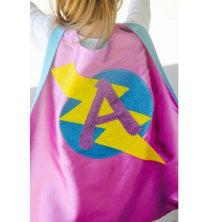 Holiday Sale - GIRLS Personalized Sparkle Superhero Cape with custom initial - High quality sparkle design - girl birthday gift