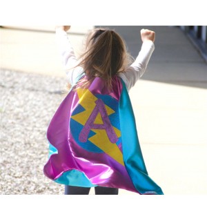 NEW Mint and gold Personalized Sparkle Superhero Cape with custom initial - Ships fast - High quality sparkle design - girl birthday gift