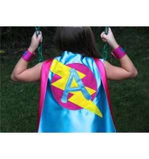 Halloween Ready - GIRLS Superhero Personalized with your childs initial - CUSTOMIZED Cape - Personalized girl birthday gift - Kid gift