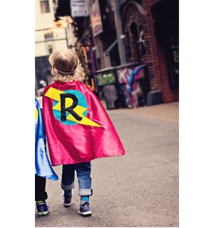 Fast Shipping - Kids Red and Turquoise Personalized Superhero Cape with custom INITIAL - Easy Halloween Costume - Personalized Birthday Gift