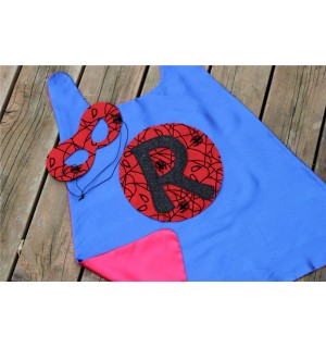 PERSONALIZED SPIDERMAN CAPE and Spider Hero Mask Set - Includes customized hero cape plus coordinating mask