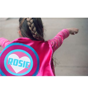 Girls Custom Heart SUPERHERO CAPE with Full Name - Personalized Easter Gift - Ships Fast