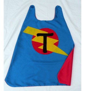 Childrens doublesided (Personalized Initial) Superhero Personalized Cape