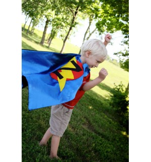 Childrens doublesided (Personalized Initial) Superhero Personalized Cape